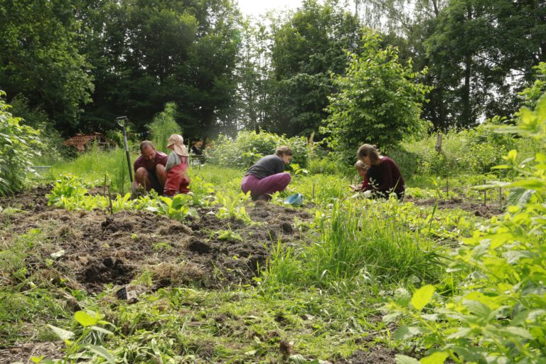 Menschen arbeiten im Garten in Mechow